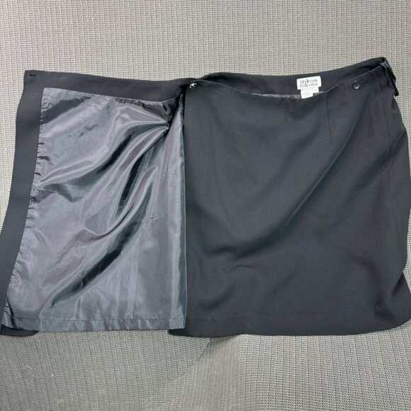 Style & Co. Collection Black A-Line Wrap Skirt Size 16 100% Polyester Womens - Picture 8 of 9